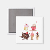 ケーキ 水彩画 ベーカリー スイーツ カップケーキ ペストリー マグネット (正面/裏面)