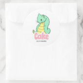 ケーキ（猫+ヘビ）かわいいステッカー ラウンドシール (バッグ)