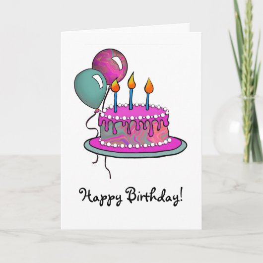 ケーキ–013マゼンタ&ターコイズ カード (正面)