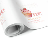 ケーキ 1歳の誕生日招待状 スイートパーティ ラッピングペーパー (ロールコーナー)