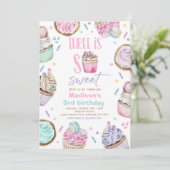 ケーキ 3歳の誕生日パーティー 3歳はとってもスイート キャンディ 招待状 (スタンド正面)