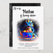 *~*ケーキAP88ベビードラゴンフォトバースデーパーティー 招待状 (正面/裏面)