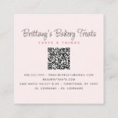 ケーキQRコード赤面ピンクグリッタードリップパティシシェフ スクエア名刺 (裏面)