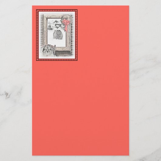 ケーシュンドのクリスマス　冬の窓のペイント　犬のアート 便箋 (正面)