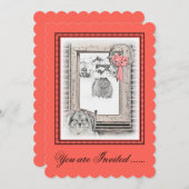 ケーシュンドのクリスマス　冬の窓のペイント　犬のアート 招待状 (正面/裏面)