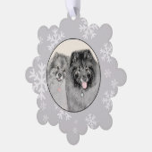 ケーシュンドの母と子 絵画 - オリジナルの犬の芸術 オーナメントカード (左)