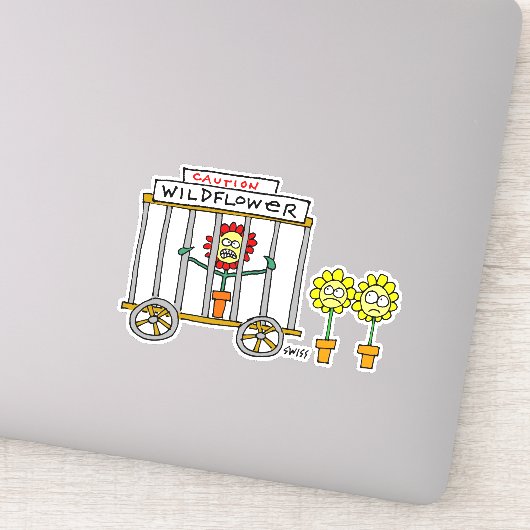 ケージおもしろいの野生の花の漫画スティック シール (詳細)