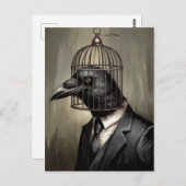 ケージおもしろいの頭を持つビジネススーツでレイベン ポストカード (正面/裏面)