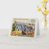 ケージに野生動物が入ったサーカスのポスター カード (黄色い花)