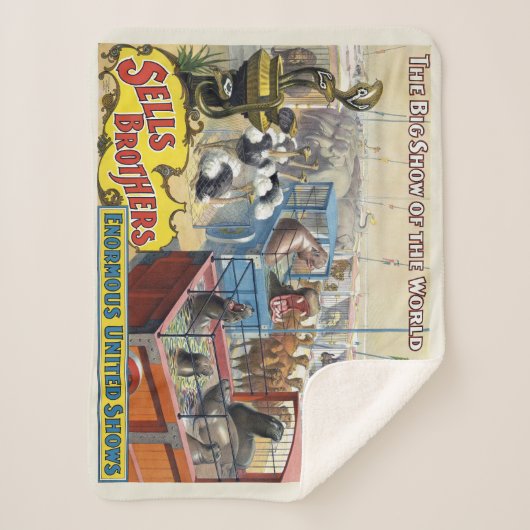 ケージに野生動物が入ったサーカスのポスター シェルパブランケット (正面)