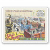 ケージに野生動物が入ったサーカスのポスター シール (正面)