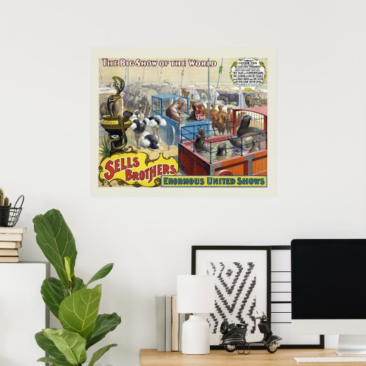 ケージに野生動物が入ったサーカスのポスター ポスター (ホームオフィス)
