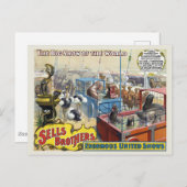 ケージに野生動物が入ったサーカスのポスター ポストカード (正面/裏面)