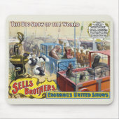 ケージに野生動物が入ったサーカスのポスター マウスパッド (正面)