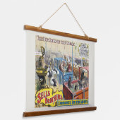 ケージに野生動物が入ったサーカスのポスター 吊り下げ型タペストリー (傾斜あり)