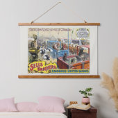 ケージに野生動物が入ったサーカスのポスター 吊り下げ型タペストリー (寝室)