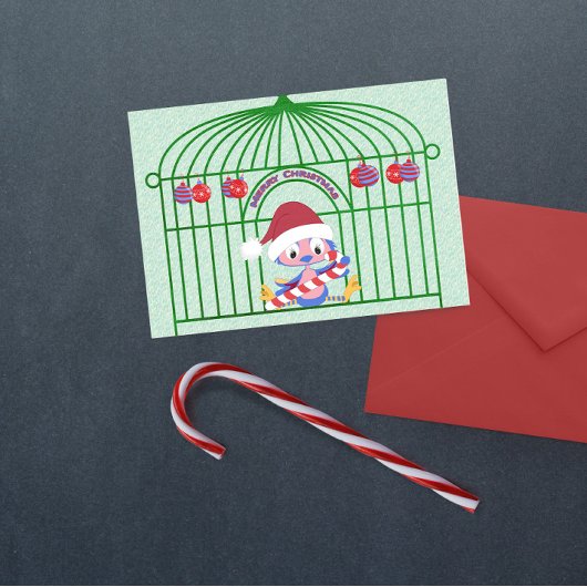 ケージのクリスマスブルー華美バードのカスタマイズ シーズンカード