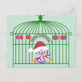 ケージのクリスマスブルー華美バードのカスタマイズ シーズンポストカード