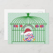 ケージのクリスマスブルー華美バードのカスタマイズ シーズンポストカード (正面/裏面)