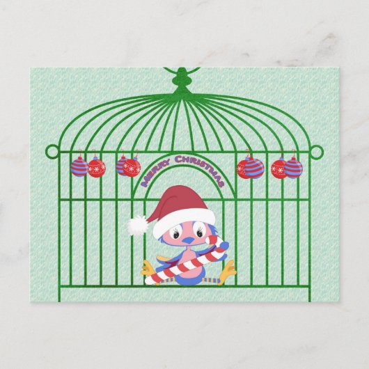 ケージのクリスマスブルー華美バードのカスタマイズ シーズンポストカード (正面)