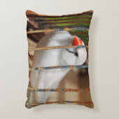 ケージの白ゼブラフィンチバード アクセントクッション (正面(垂直))