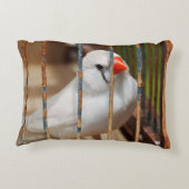 ケージの白ゼブラフィンチバード アクセントクッション (裏面)