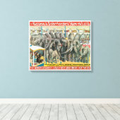 ケージの象と動物のサーカスのポスター キャンバスプリント (インサイチュ (ウッドフロア))