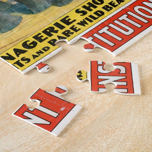 ケージの象と動物のサーカスのポスター ジグソーパズル (側面)