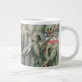 ケージの象と動物のサーカスのポスター ジャンボコーヒーマグカップ (右)