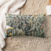 ケージの象と動物のサーカスのポスター ランバークッション (ブランケット)