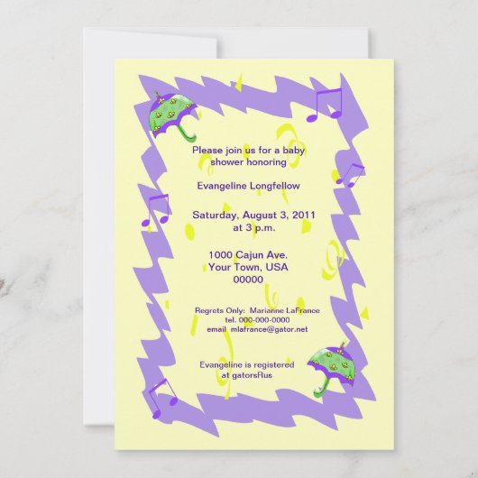 ケージャンのテーマのベビーシャワーの招待状 招待状 (裏面)