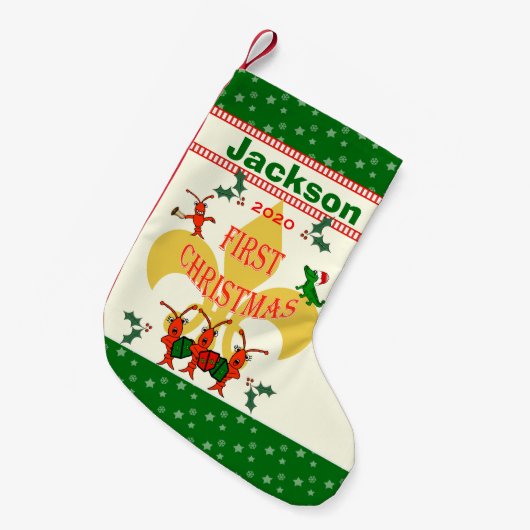 ケージャンのベビーの初めてのクリスマス スモールクリスマスストッキング (正面 (吊り時))