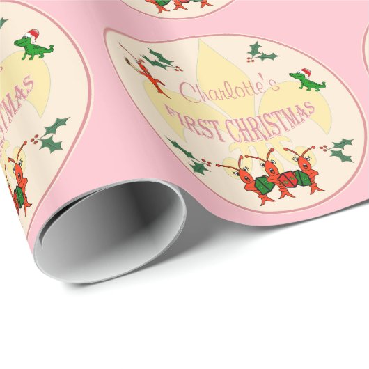 ケージャンの女の赤ちゃんの初めてのクリスマス ラッピングペーパー (ロールコーナー)