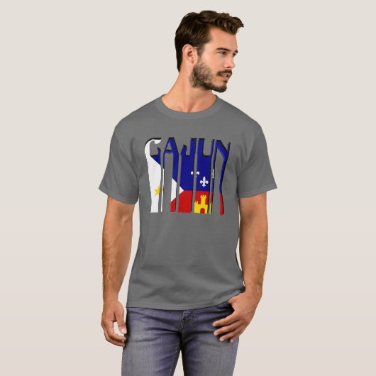 ケージャンのAcadianaの旗のルイジアナのレトロのTシャツ Tシャツ (正面フル)