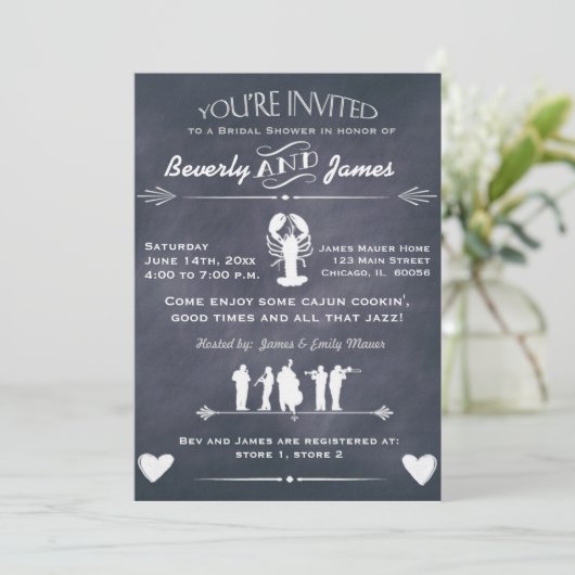 ケージャンのCookinのブライダルシャワーの黒板のデザイン 招待状 (スタンド正面)