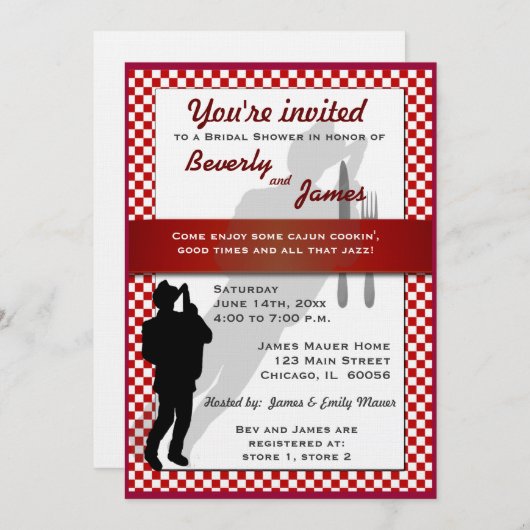 ケージャンのCookinのブライダルシャワーの黒板のデザイン 招待状 (正面/裏面)