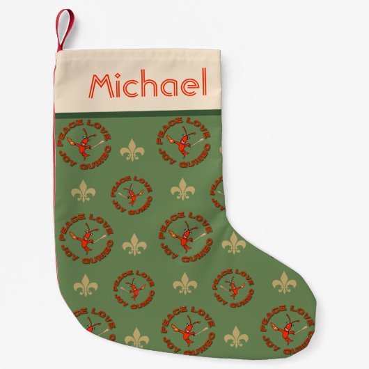 ケージャンのCrawfishの平和喜びのオクラ スモールクリスマスストッキング (正面)