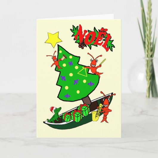 ケージャンのCrawfishのNoelのクリスマス シーズンカード (正面)
