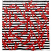 ケージャンのCrawfish及びストライプ シャワーカーテン (正面)