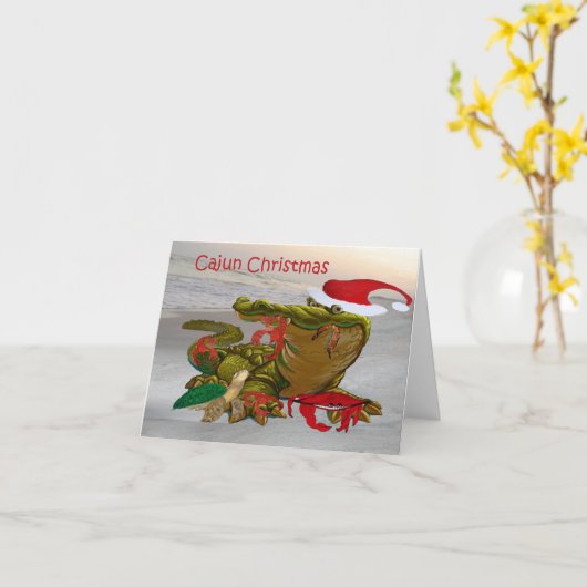 ケージャンクリスマスバイザバイユーアリゲーターとバディ カード (黄色い花)