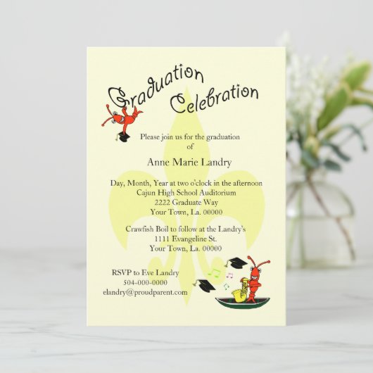 ケージャンクロフィッシュ(紋章の)フラ・ダ・リ卒業招待状 招待状 (スタンド正面)