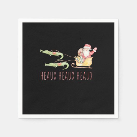 ケージャンサンタアリゲーターフーオーフークリスマス スタンダードカクテルナプキン (正面)