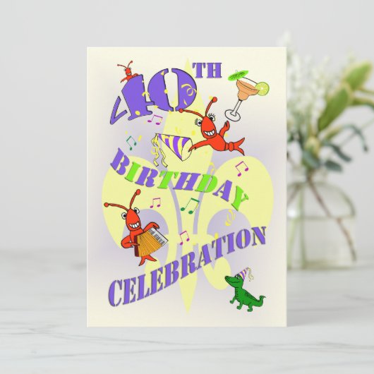 ケージャンテーマ40歳誕生日パーティの招待状 招待状 (スタンド正面)