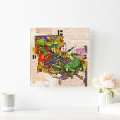 ケージャンルイジアナヴィンテージの地図 スクエア壁時計 (ホーム)