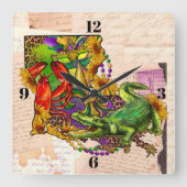 ケージャンルイジアナヴィンテージの地図 スクエア壁時計 (正面)