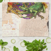 ケージャンルイジアナヴィンテージマップクロウフィッシュとアリゲーター キッチンタオル (折り畳み)