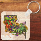 ケージャンルイジアナヴィンテージマップクロウフィッシュとアリゲーター キーホルダー (裏面)