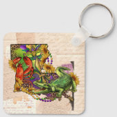 ケージャンルイジアナヴィンテージマップクロウフィッシュとアリゲーター キーホルダー (裏面)