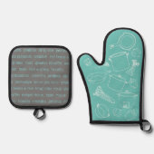 ケージャン料理エッセンシャルオーブンミットとポットホルダー 鍋つかみ&鍋敷きセット (正面)