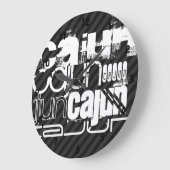 ケージャン、黒とダークグレーのストライプ ラージ壁時計 (傾斜)